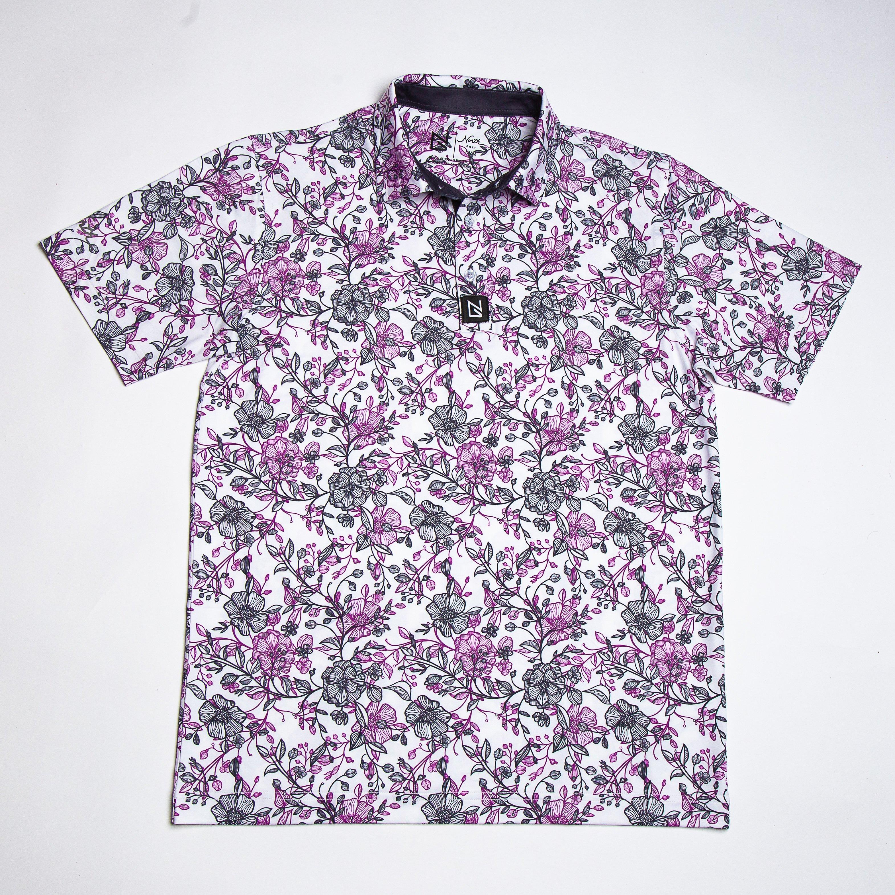 トップス wind and sea viola roses polo shirt L Men's Purple Vine Short Sleeve Polo | NORTH GOLF GEAR